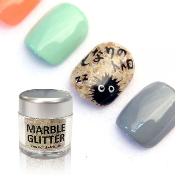 Nail Sketch Marble Glitter Brown
