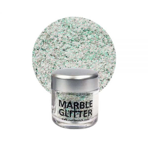 Nail Sketch Marble Glitter Green