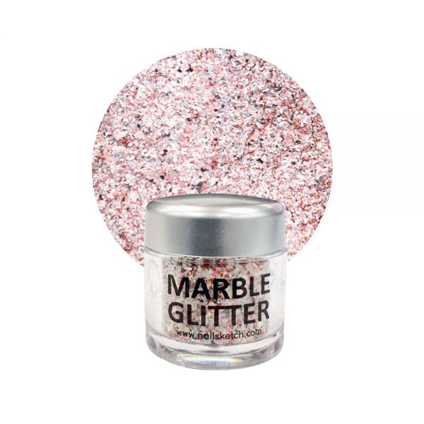 Nail Sketch Marble Glitter Pink